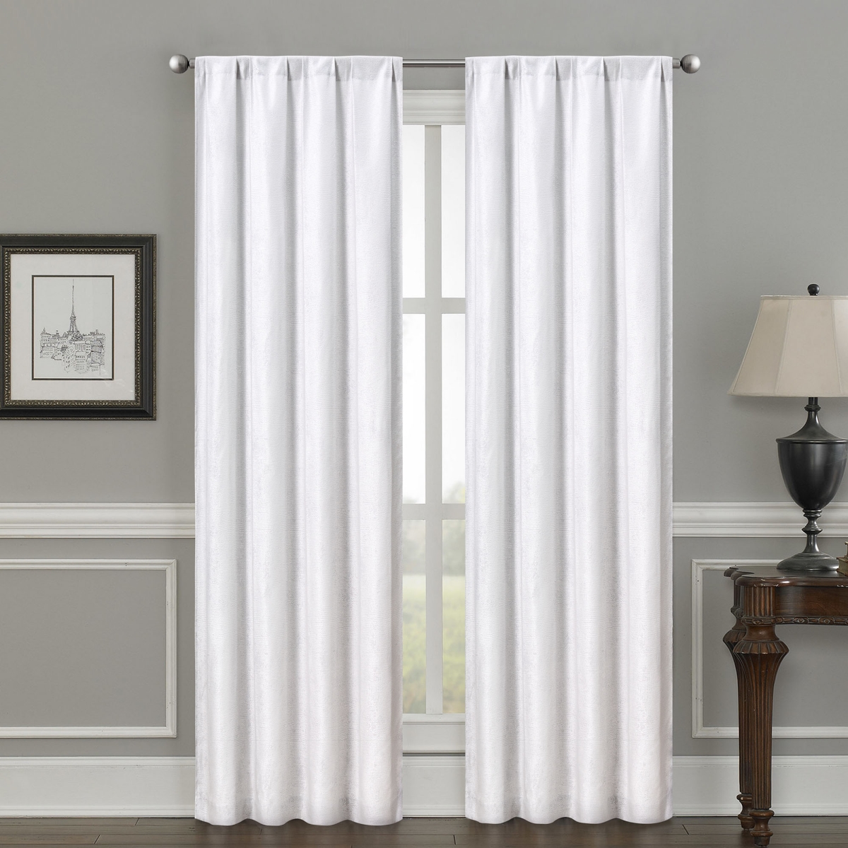 Silk+Home Luxury Light Filtering Rod Pocket Curtain Panel Pair 52"x84"