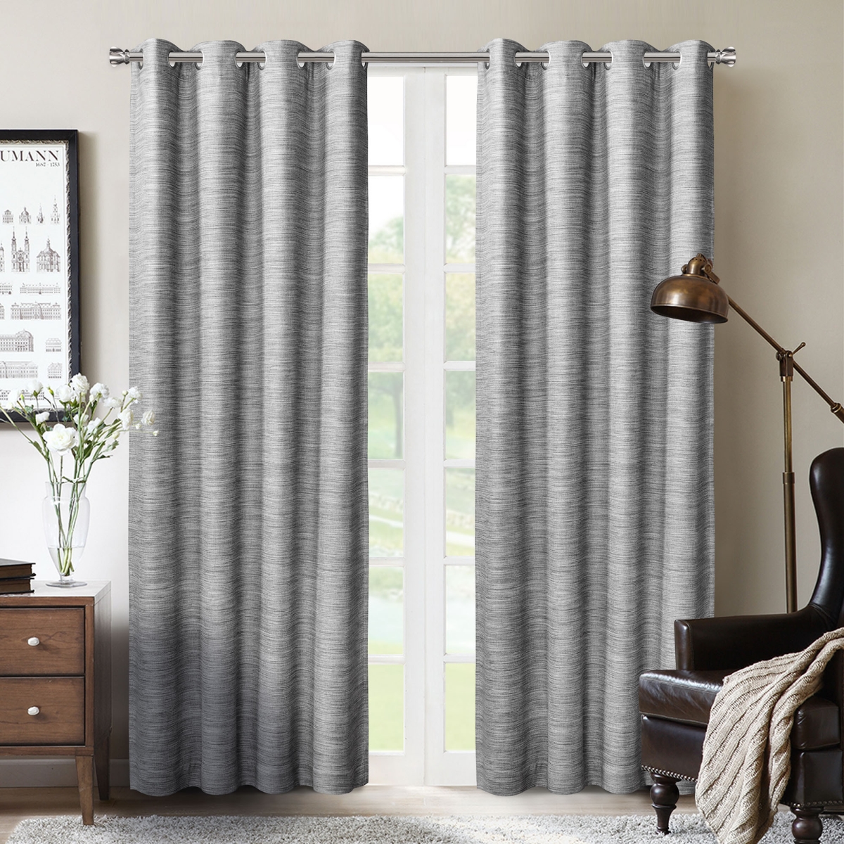 Crescent Double Layer Total Blackout Grommet Single Curtain Panel 52"x95"