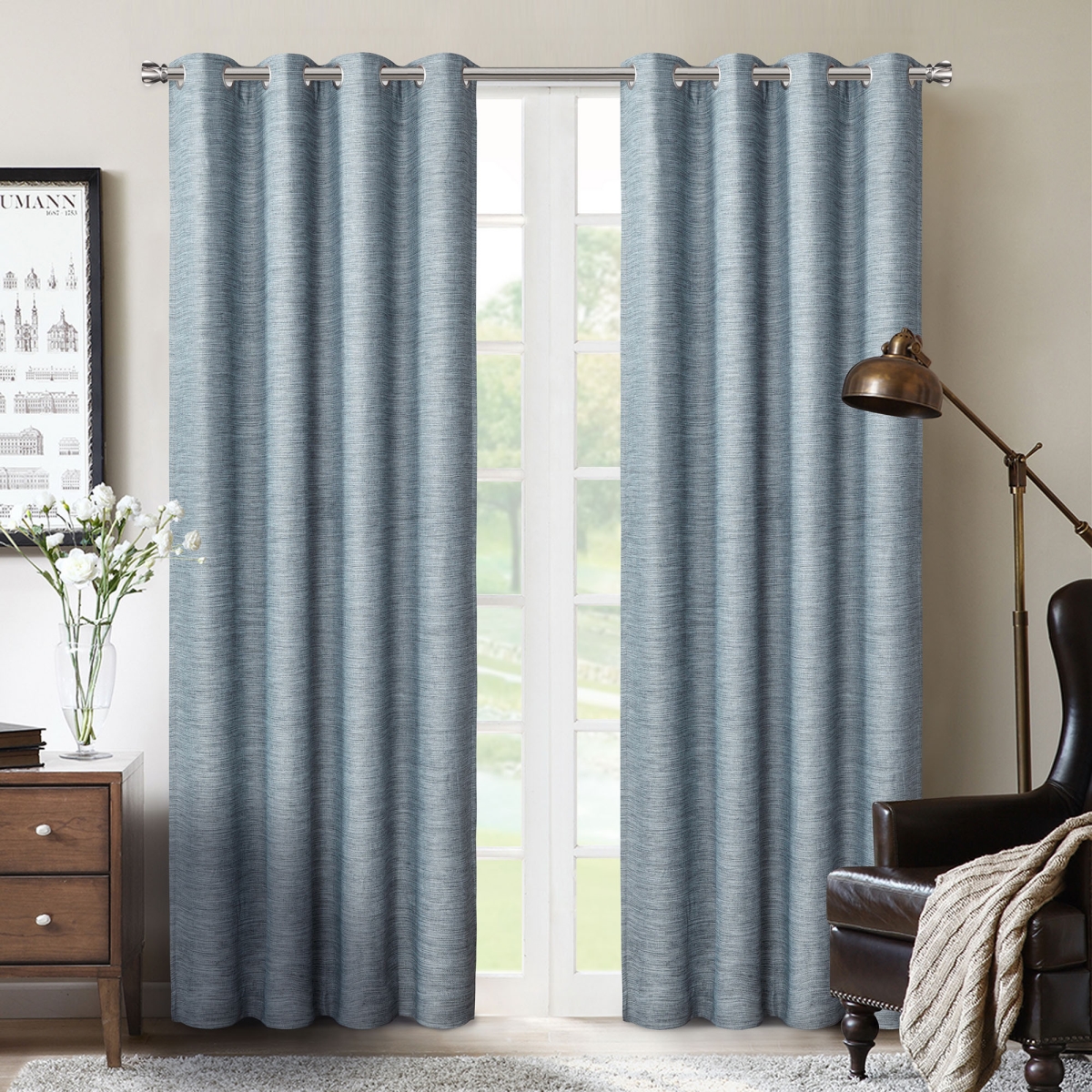 Crescent Double Layer Total Blackout Grommet Single Curtain Panel 52"x84"