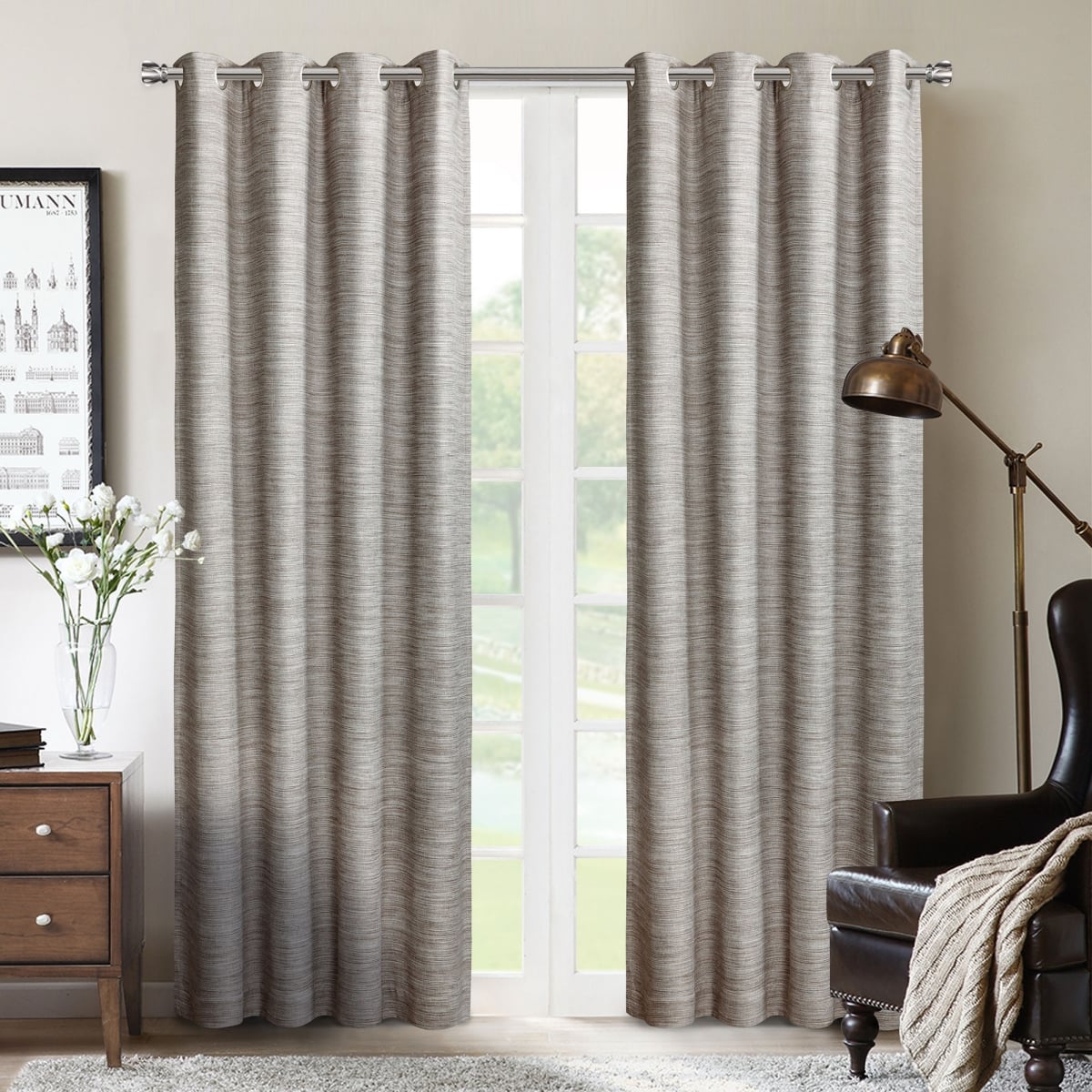 Crescent Double Layer Total Blackout Grommet Single Curtain Panel 52"x84"