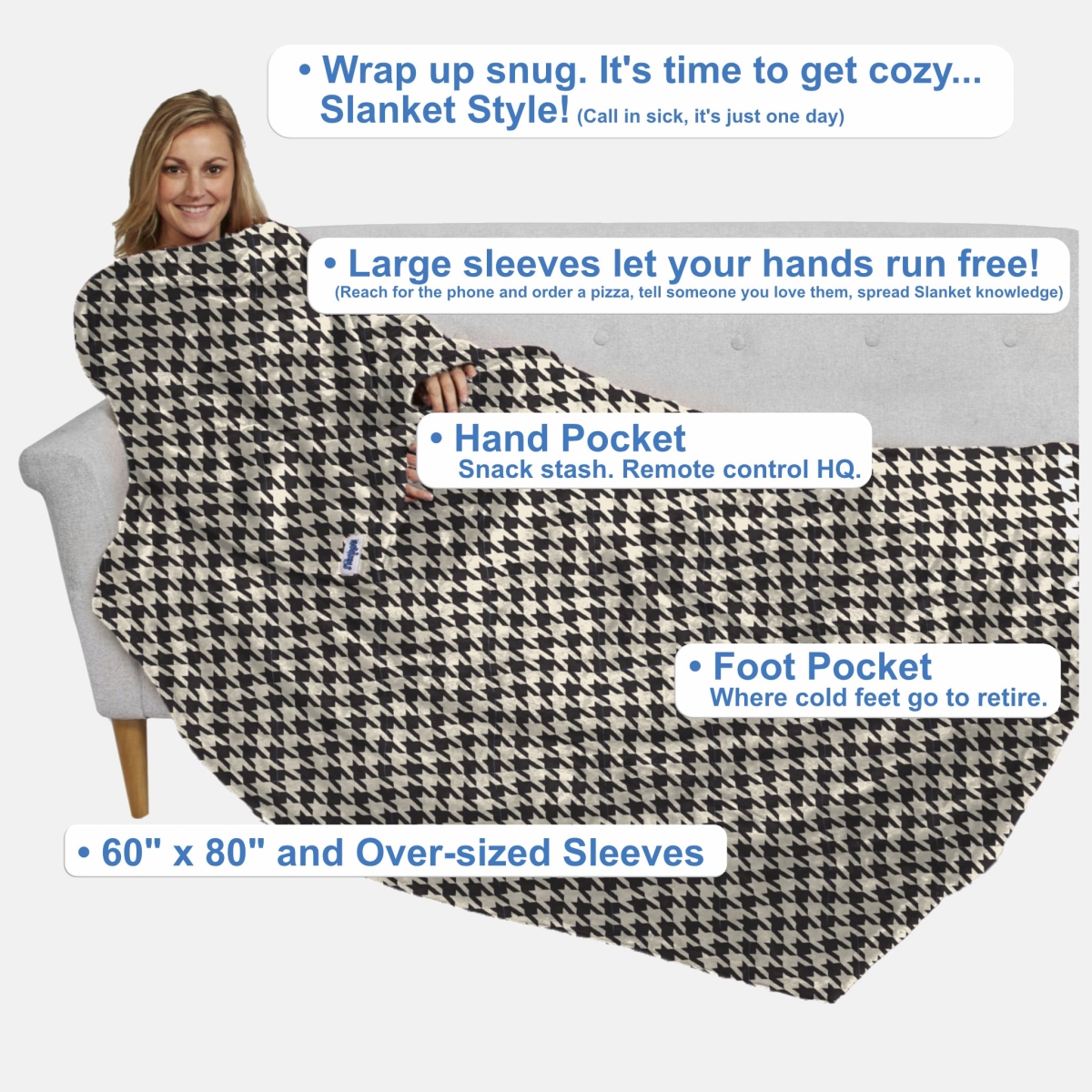 TUS-HOUNDSTOOTH 60 x 80 in. The Ultimate Blanket - Houndstooth