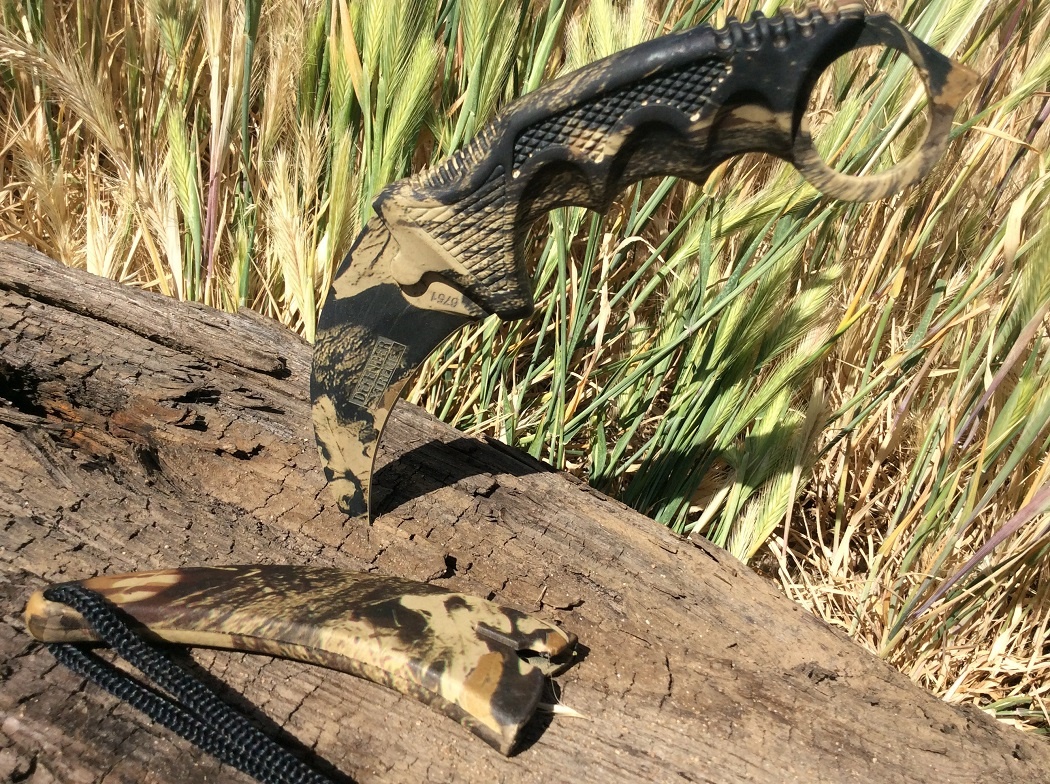 Picture of Shelter 6751 Karambit Necklace Hunting Knife with Sheath, Desert Camo