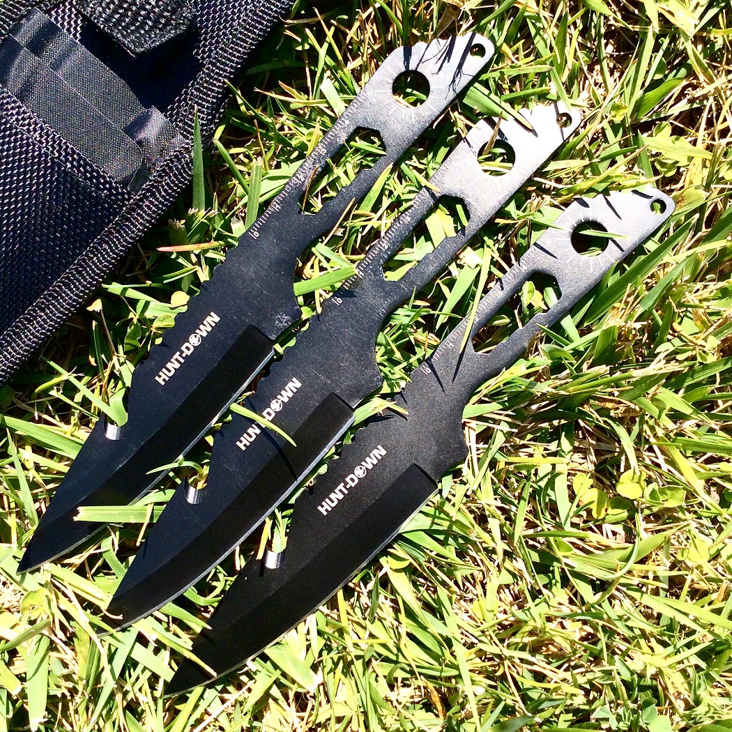 Picture of Shelter 9569 8 in. Hunt Down Throwing Knife Set with Fish Hook&#44; Black - 3 Piece