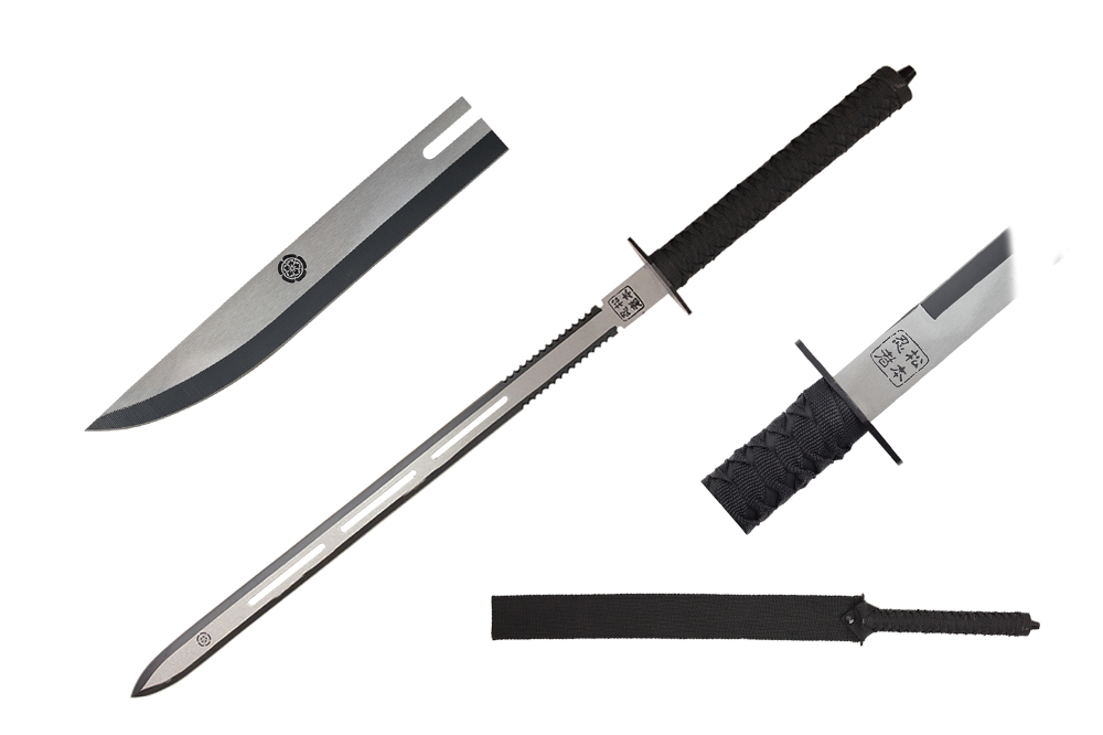 K1020-58 28.5 in. Two-Toned Blade Ninja Sword with Saw Teeth