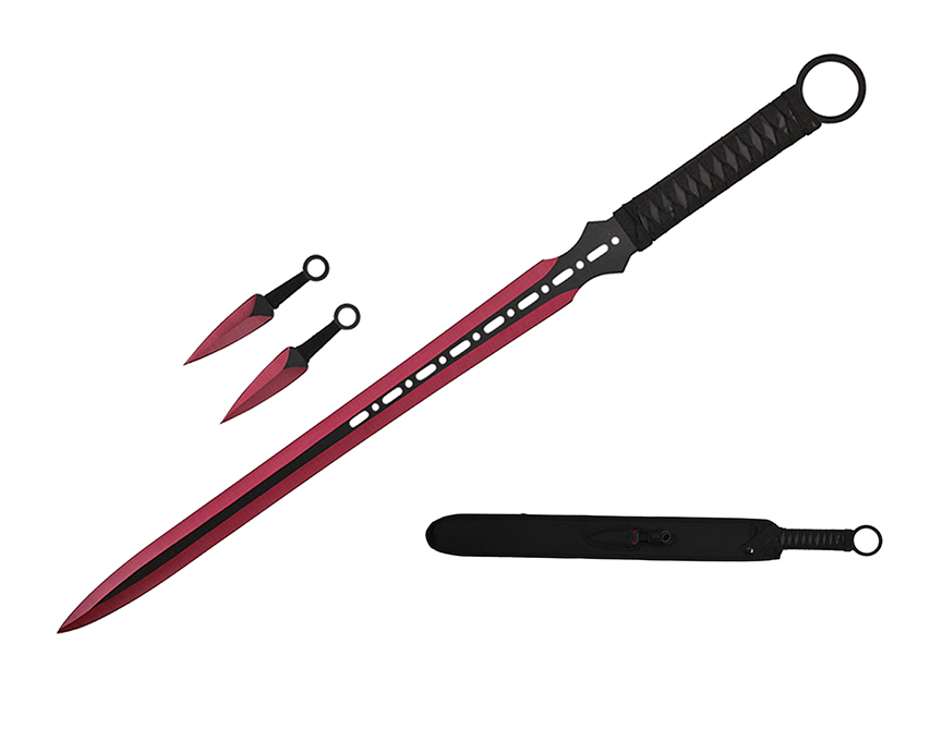 K1020-64-RD 27 in. 2 Tone Blade Sword with Sheath, Red - Stainless Steel