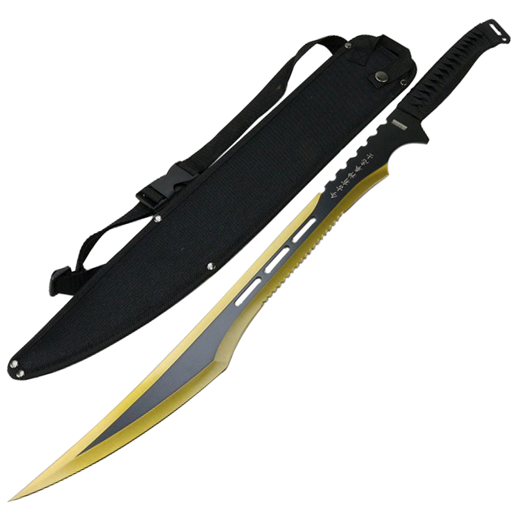 K1020-67-GD 27 in. Stainless 2 Tone Blade Sword with Sheath, Gold