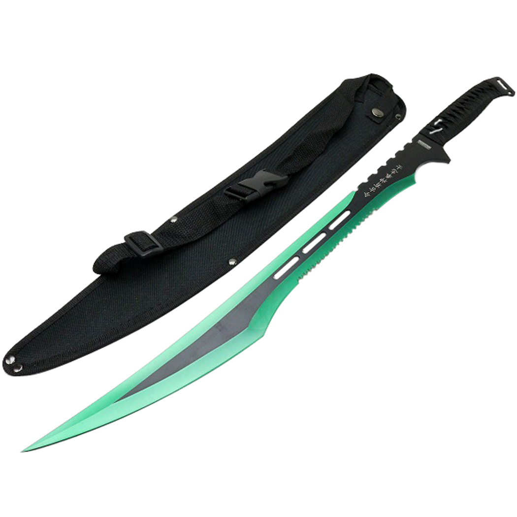 K1020-67-GR 27 in. Stainless 2 Tone Blade Sword with Sheath, Green
