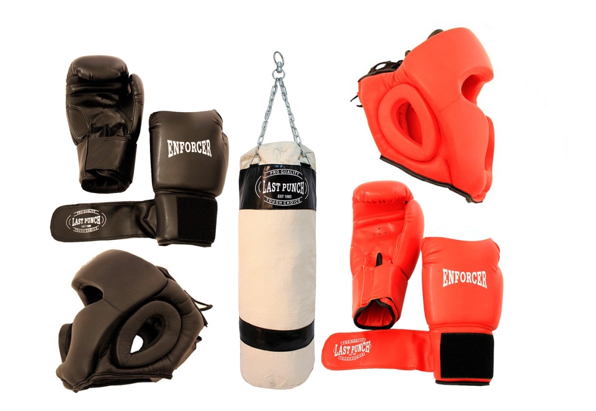 S106 Boxing Headgears & Pro Boxing Gloves with Punching Bag - 2 Pairs