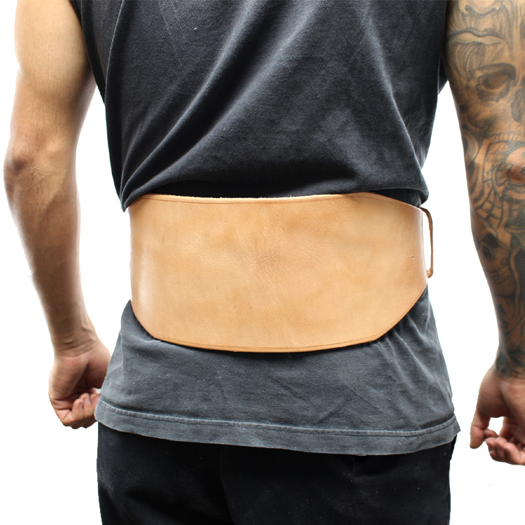 6 in. Last Punch New Split Leather Weight Lifting Belt Padded Power, Beige - Medium