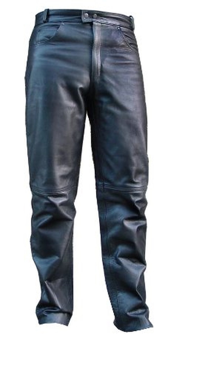 Leather Motorcycle Riding Pants - Black - Size 38 - Heavy-Duty Design