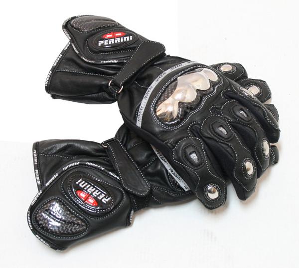 1041-S Perrini Full Metal Motorcycle Leather Gloves Racing - Small