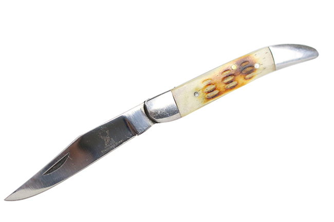 9469 6 in. Folding Pocket Knife with White Handle & Vinyl Sheath