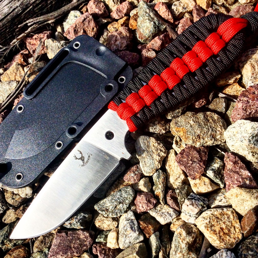 9656 7.5 in. TheBoneEdge Hunting Tactical Knife with Sheath, Red & Black Strap Handle