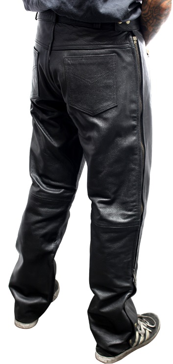 Picture of Shelter 621BK-M Perrini Mens Fashion Motorbike Cowhide Motorcycle Genuine Leather Sport Pant&#44; Black - Medium
