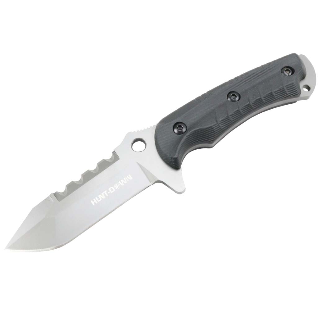 9873 10 in. Hunt-Down Full Tang Hunting Knife with Black Sheath - Stainless Steel Blade