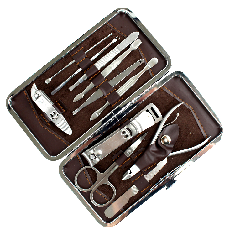9705 Bdeals Stainless Steel Manicure Pedicure Nail Tools Big Ben Tower Pattern Pouch - 11 Piece