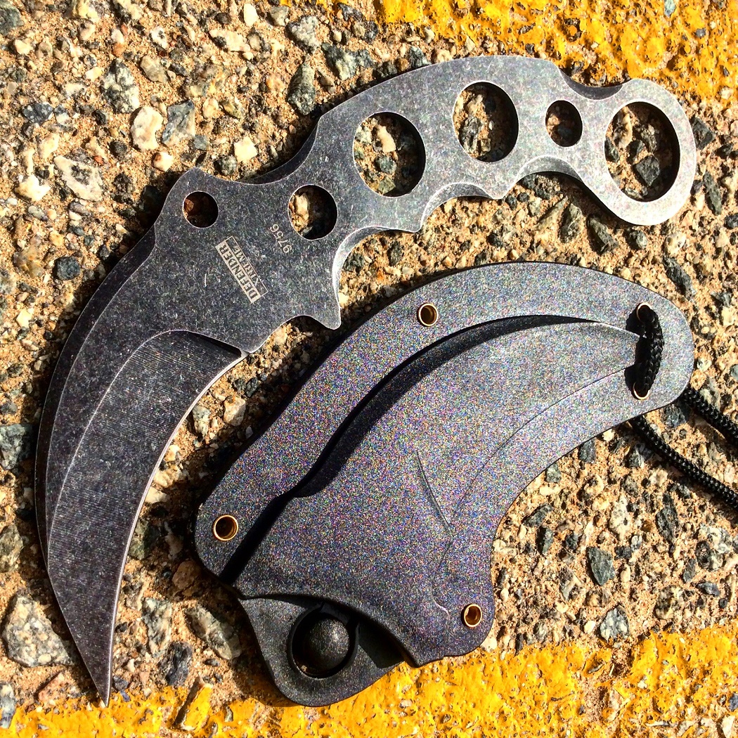 9756 7.5 in. Defender-Xtreme Tactical Combat Karambit Knife Full Tang with Sheath - Gray