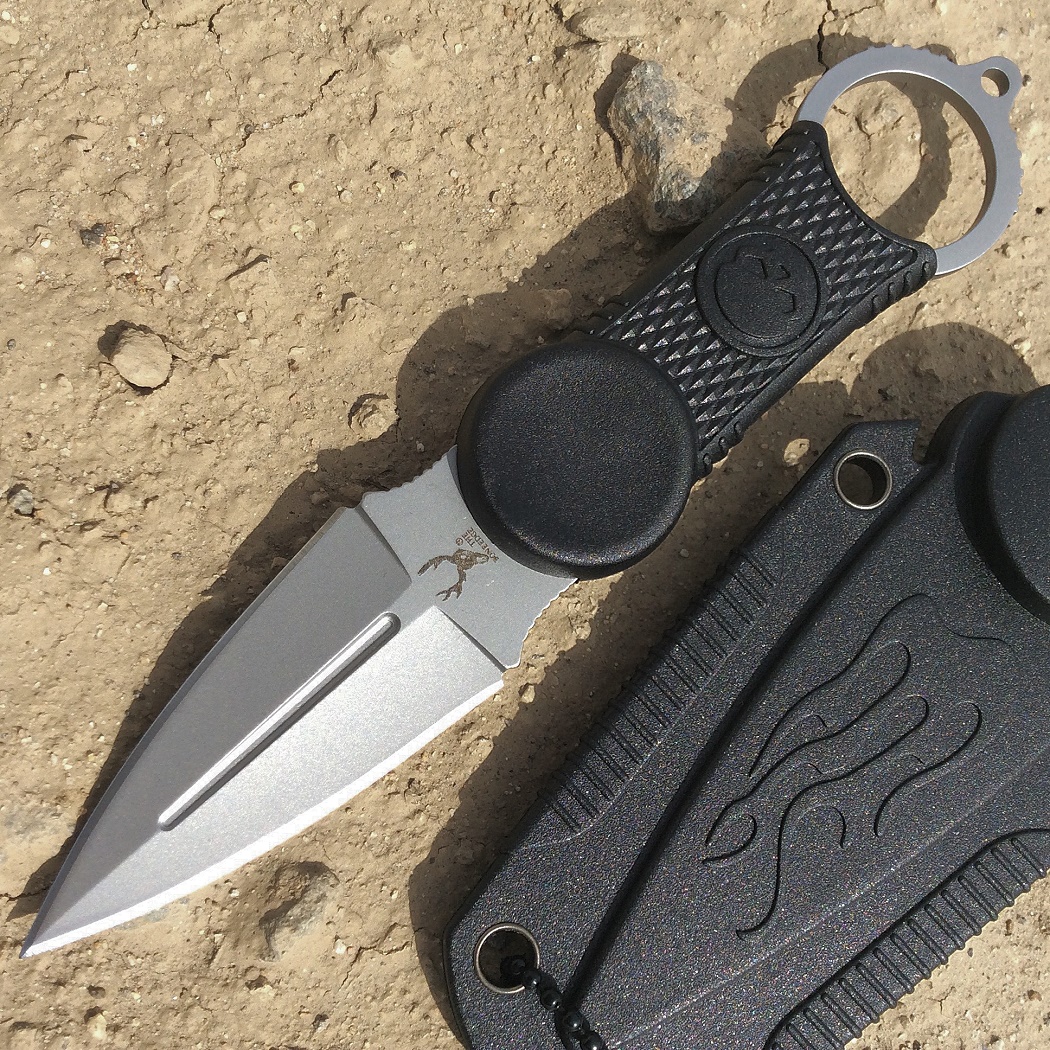 Fixed Blade Tactical Neck Knife - Black - 7 in. - Includes Sheath - Lightweight Design