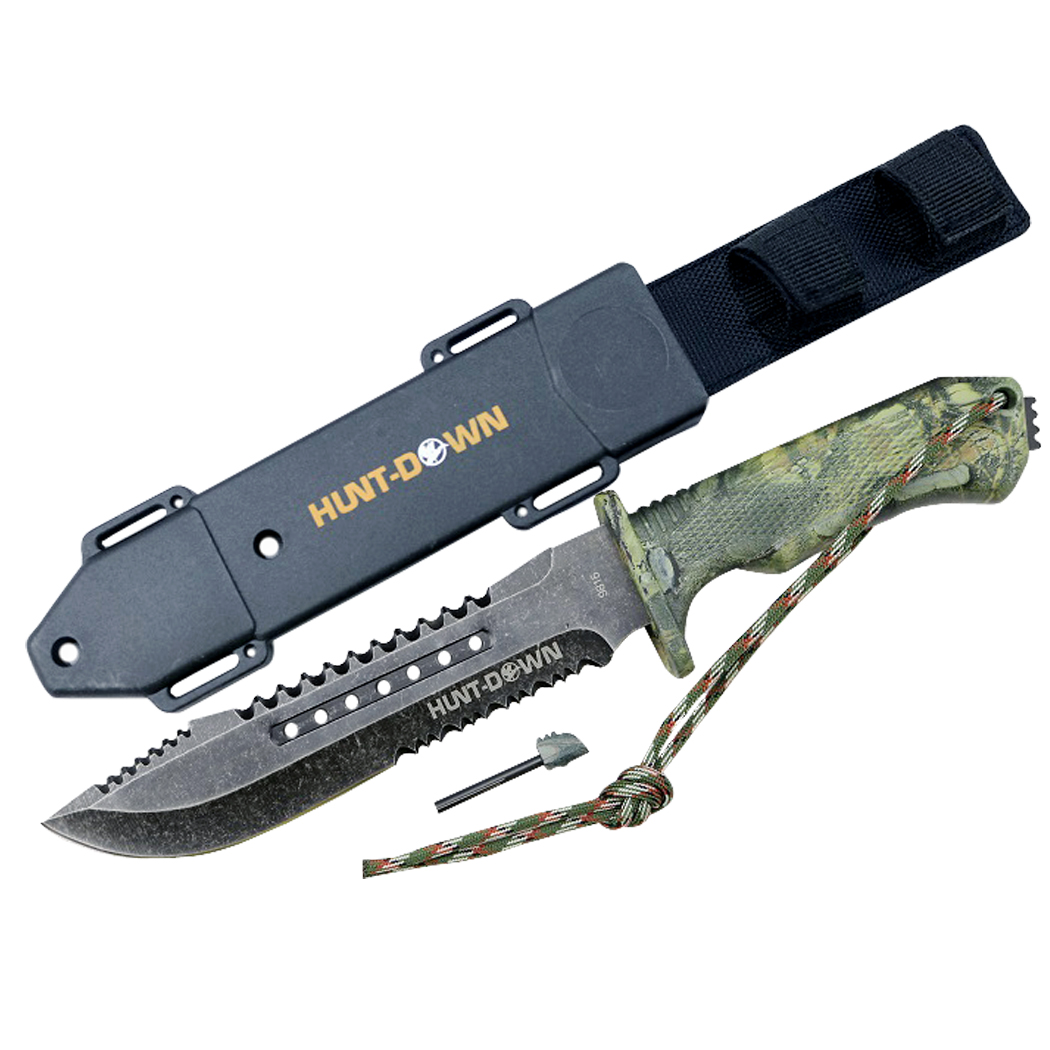 9815 12 in. Hunt-Down Hunting Tactical Survival Knife with Fire Starter & ABS Sheath