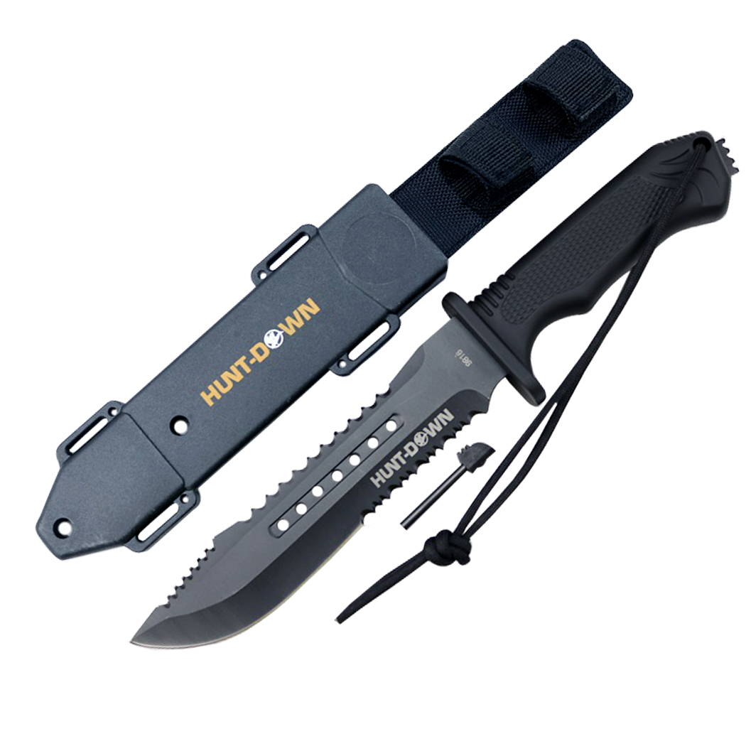 9816 12 in. Hunt-Down Hunting Fixed Blade Survival Knife with ABS Sheath & Fire Starter