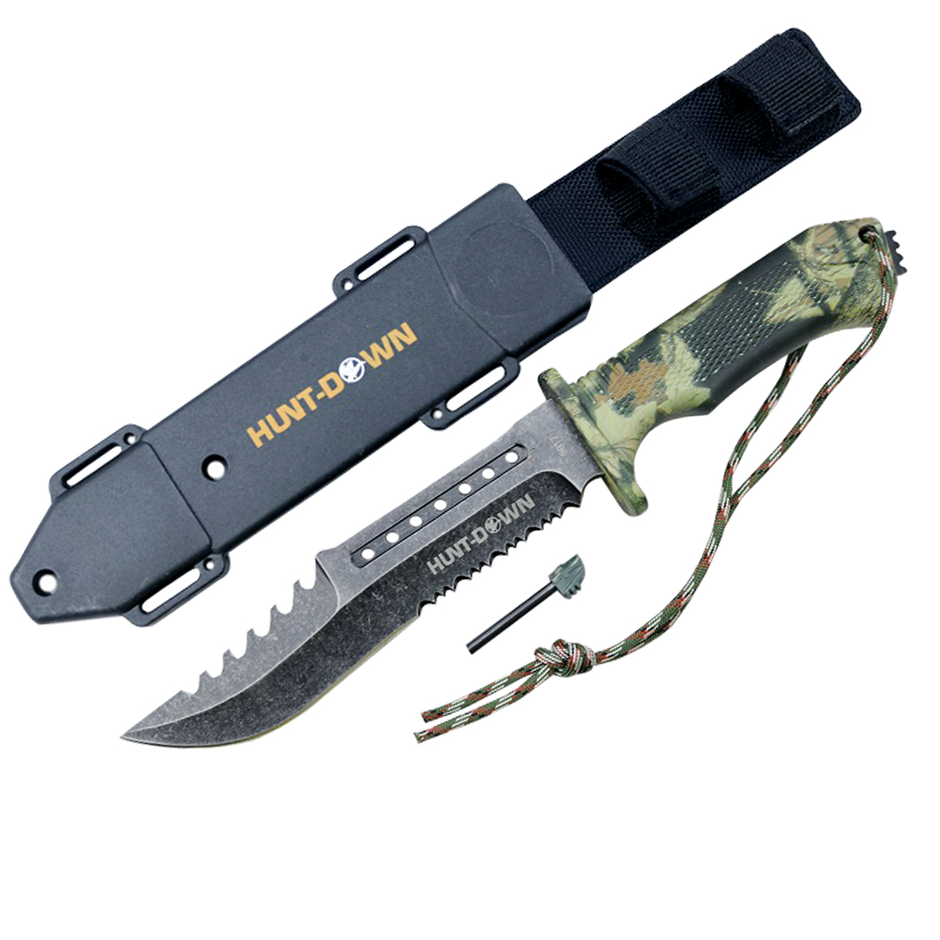 9817 12 in. Hunt-Down Survial Hunting Knife with ABS Sheath & Fire Starter New