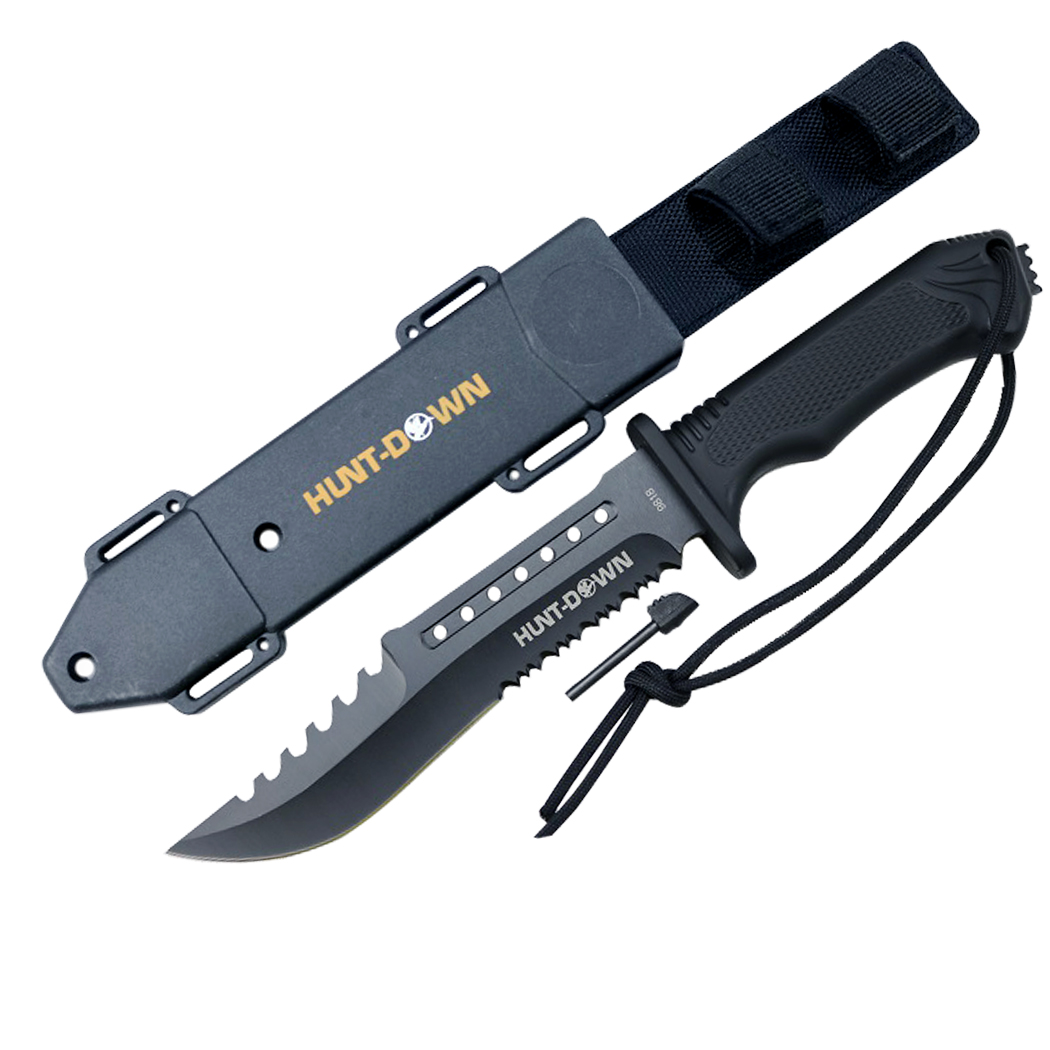 9818 12 in. Hunt-Down Hunting Survival Knife with ABS Sheath & Fire Starter New