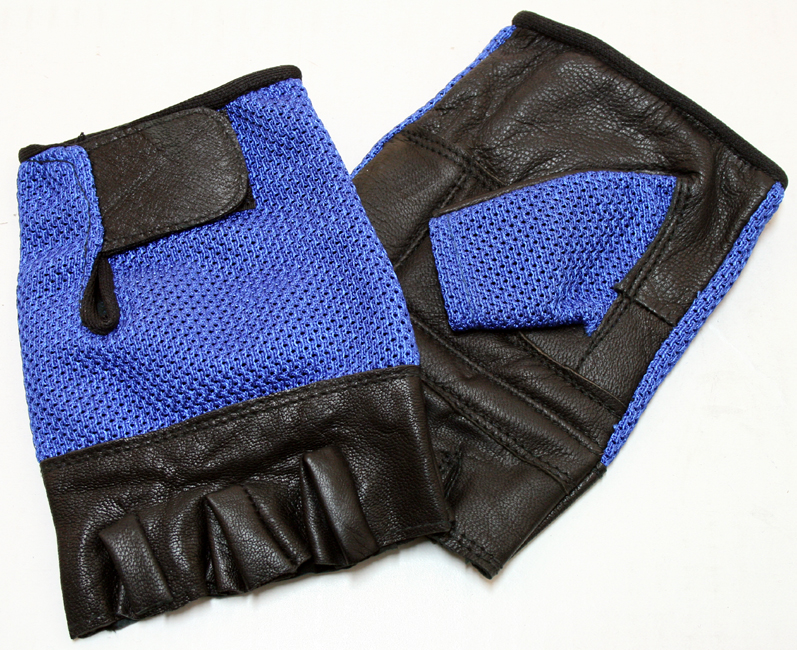 279BL-M Leather Gloves, Medium - Blue