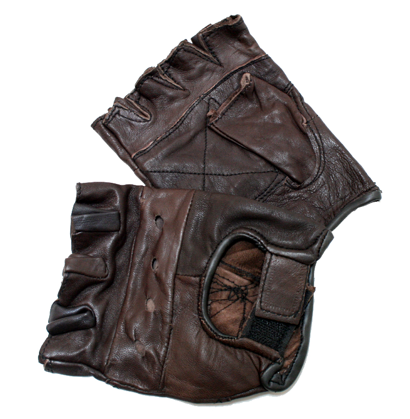 280-XXL Leather Finger Less Gloves, 2XL - Brown