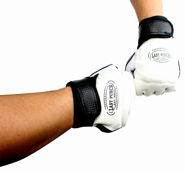 9618-L Pro Style Artificial Leather Fingerless Boxing MMA Training Gloves - Black & White, Large
