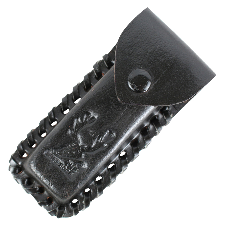 P7 4 in. Tactical knife with Leather Sheath for Belt Loop, Black