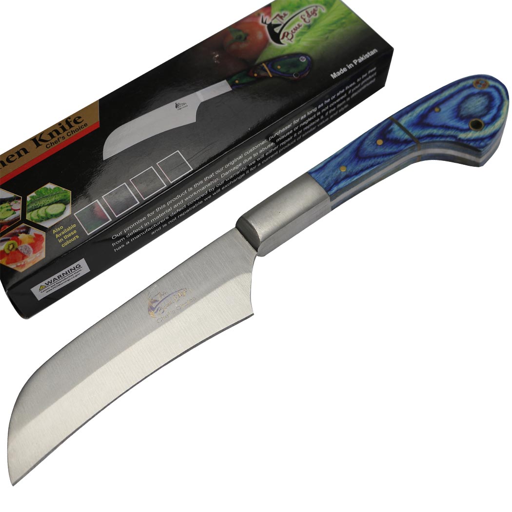 13318 10 in. The Bone Edge Chef Kitchen Knife with Blue Packawood Handle Stainless Steel Blade