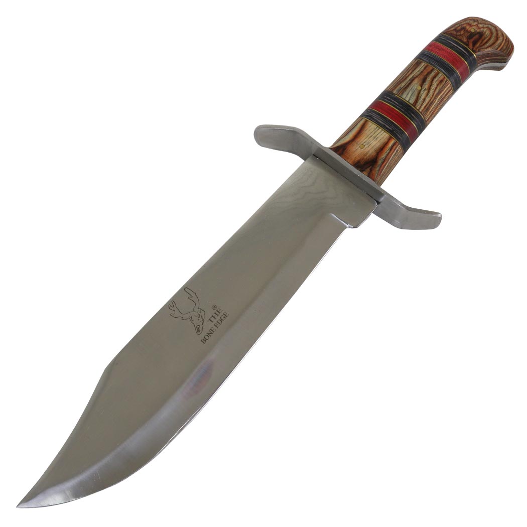 13379 15 in. The Bone Edge Stainless Steel Hunting Knife with Outdoor Camping Full Tang Wood Handle