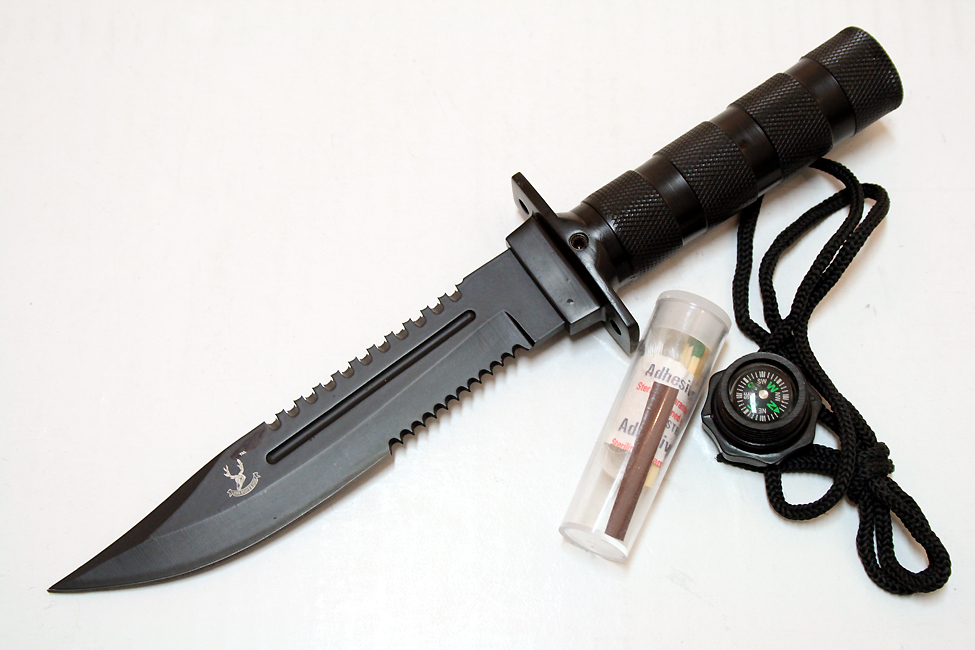 5814 10.5 in. Black Blade Survival Hunting Knife with Sheath