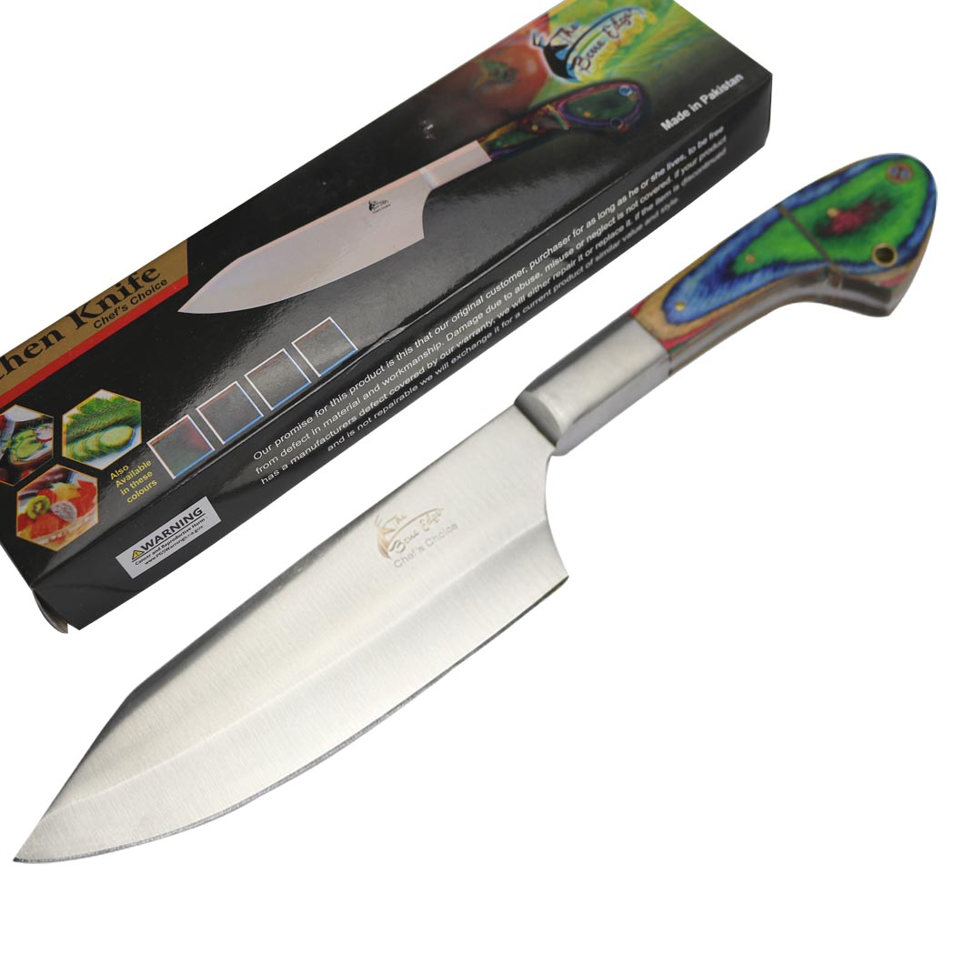 13312 11 in. Chef Kitchen Knife Multi Color Packawood Handle Stainless Steel Full Tang