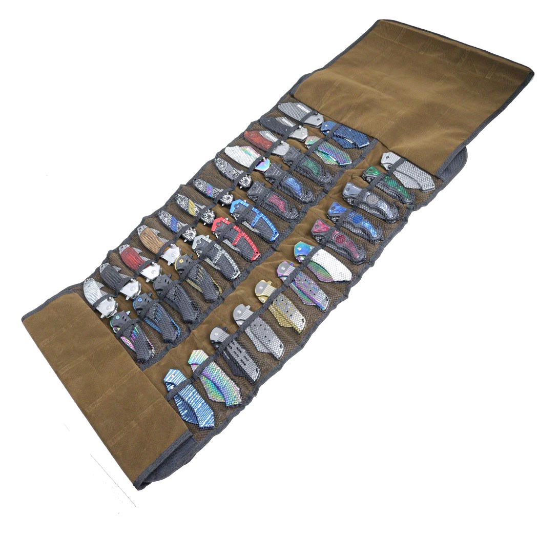 13157 34 in. Knife Holder Mesh Pockets Canvas Knives Roll Storage Bag - 36 Piece