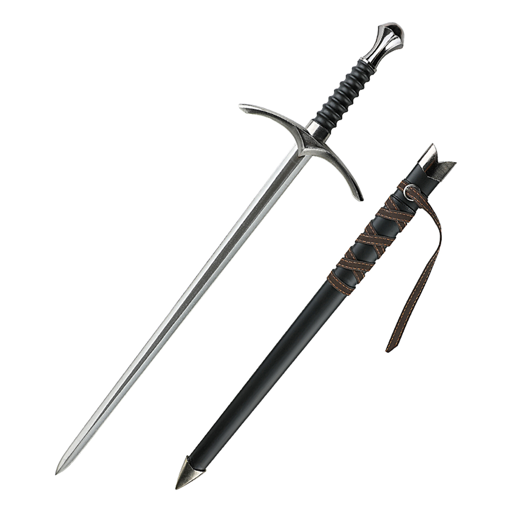 14090 23 in. Medieval Style Handle Fantasy Sword with Hard Plastic Scabbard - Black