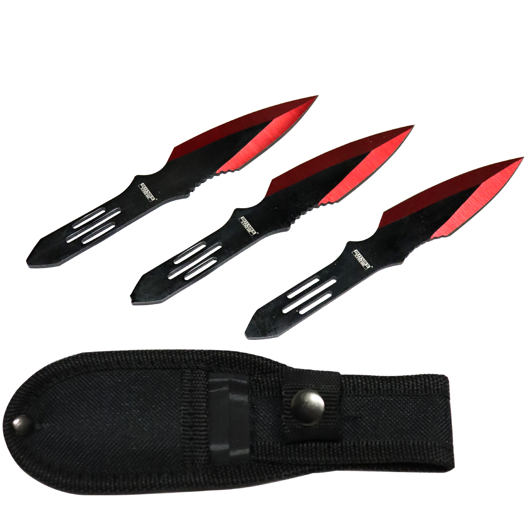 13755 5.5 in. Throwing Knives, Black & Red - Set of 3
