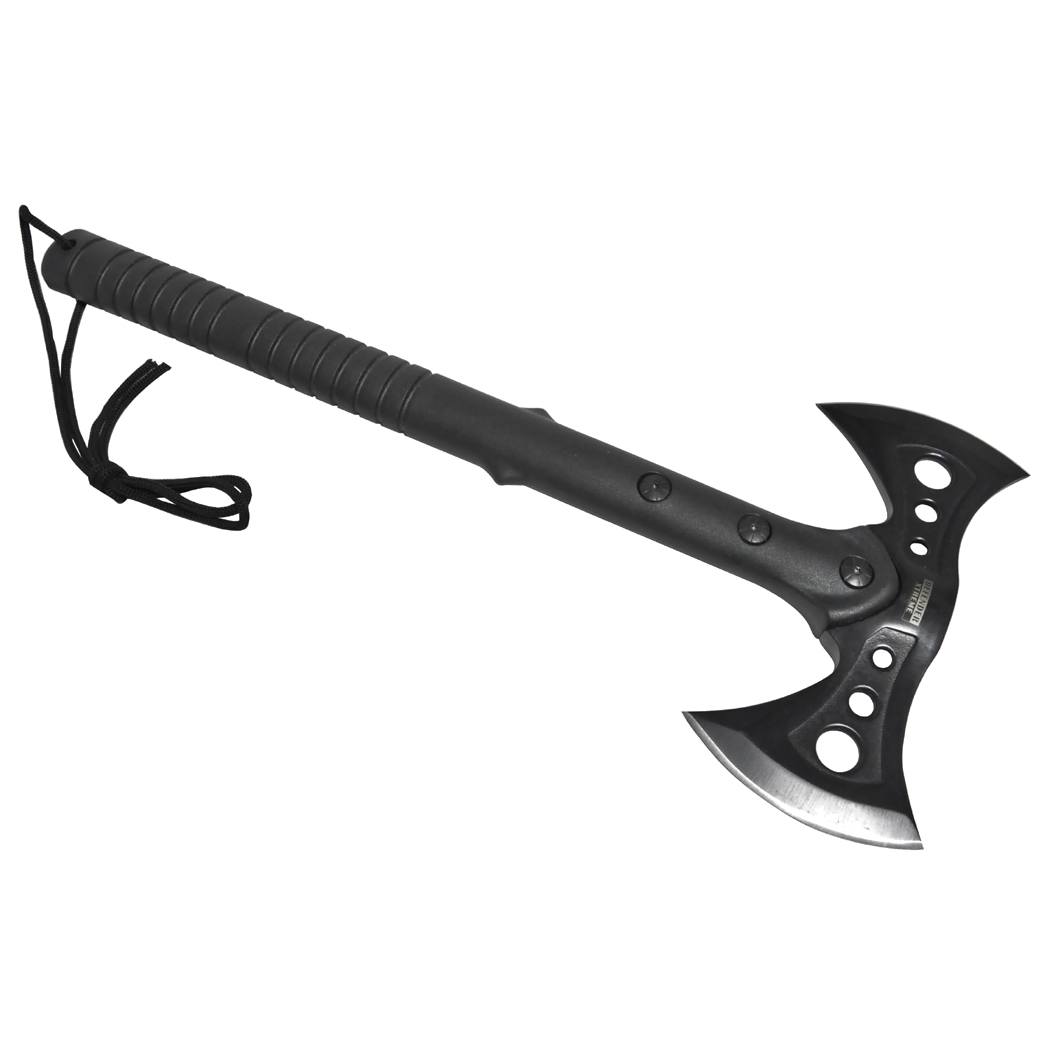 13463 15.5 in. Double Blade Head 3CR13 Stainless Steel Tactical Axe - All Black