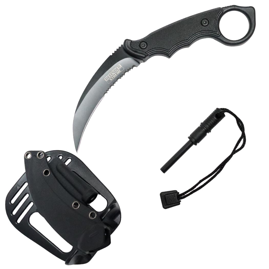 13777 8 in. Tactical Hunting Knife with Sheath - All Black