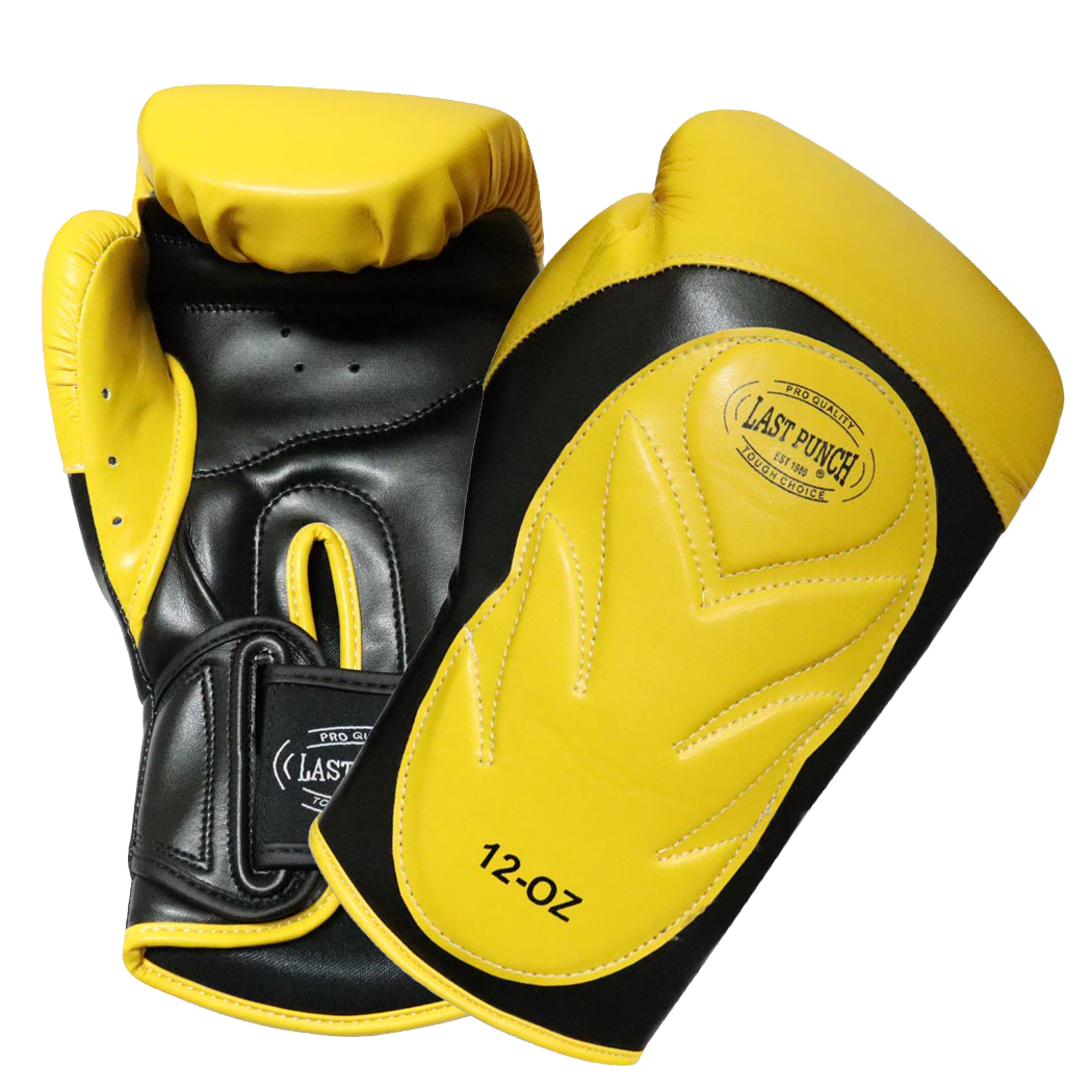 13774 12 oz Pro Style Training Sparring Boxing Gloves - Yellow & Black