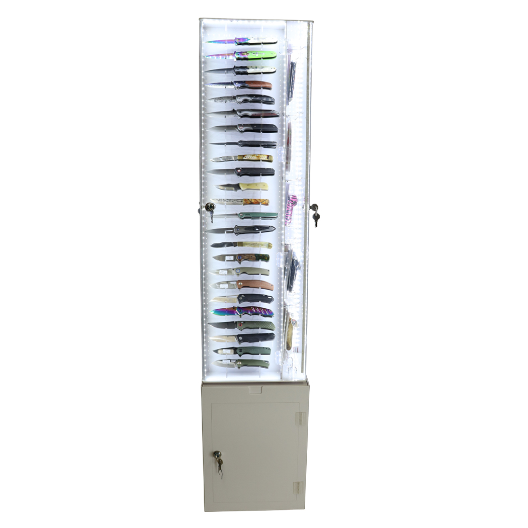 DISPLAY11 4 Sided Display with LED Lighting Rotating with Lock Pocket Knife - 48 Piece