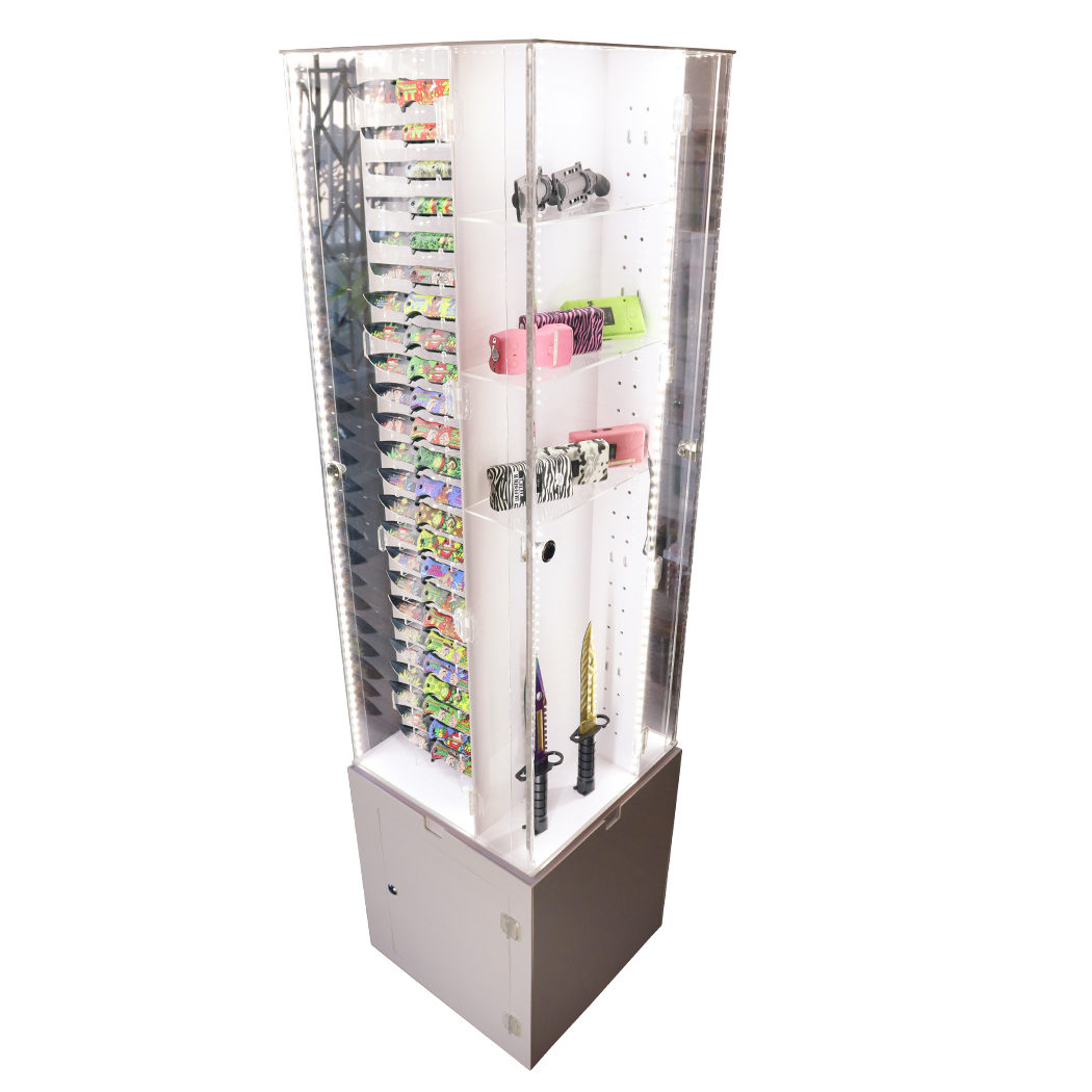 DISPLAY12 4 Sided Display with LED Lighting Rotating with Lock Pocket Knife - 24 Piece