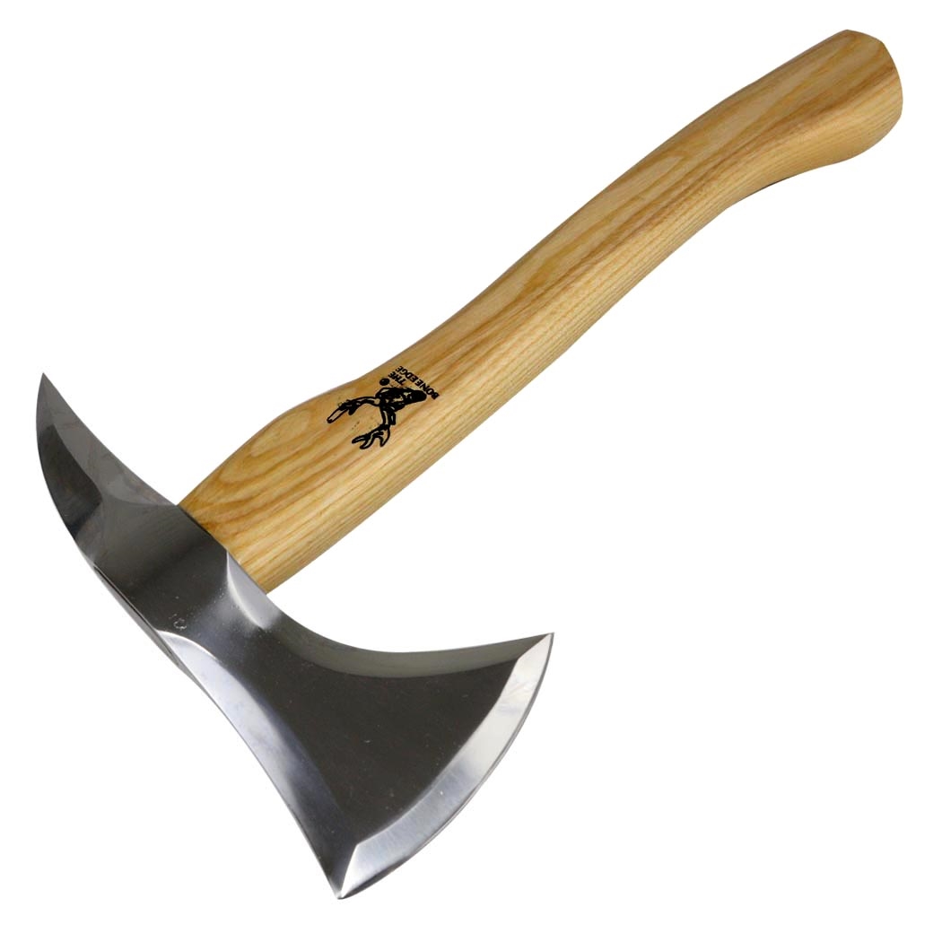 13646 15 in. Wood Handle Stainless Steel with Sheath Throwing Axe - Light Brown