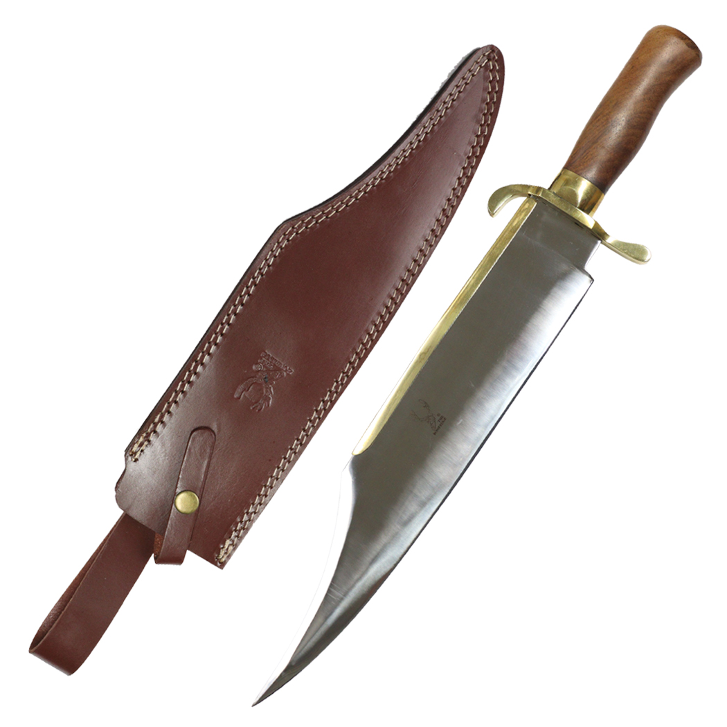 13865 19 in. Hunting Bowie Knife - Brown Wood Handle & Brass Work Hand Crafted
