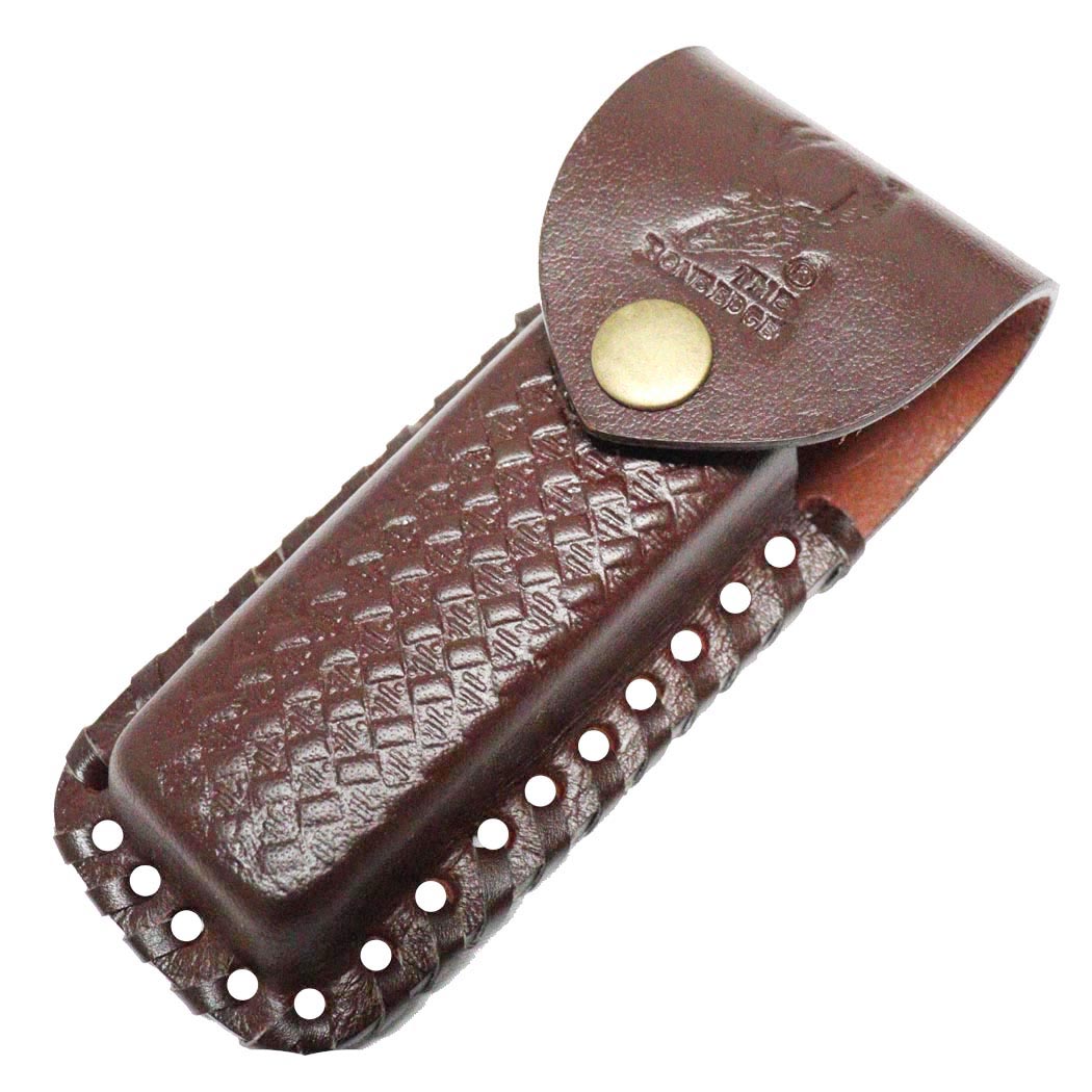 P11 4 in. Leather Sheath for Folding Blade Pocket Knife Belt Loop - Brown