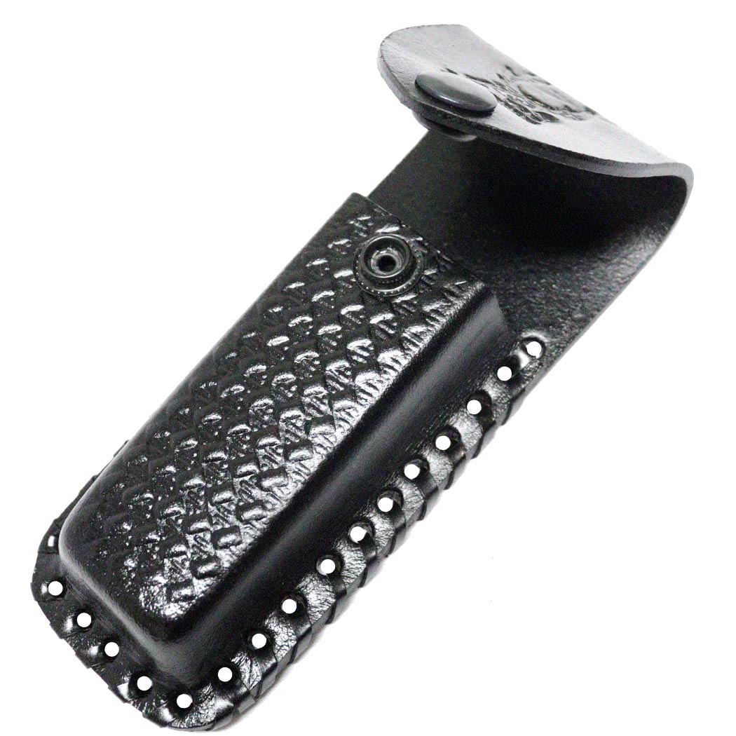 P13 4 in. Leather Sheath for Folding Blade Pocket Knife Belt Loop - Black