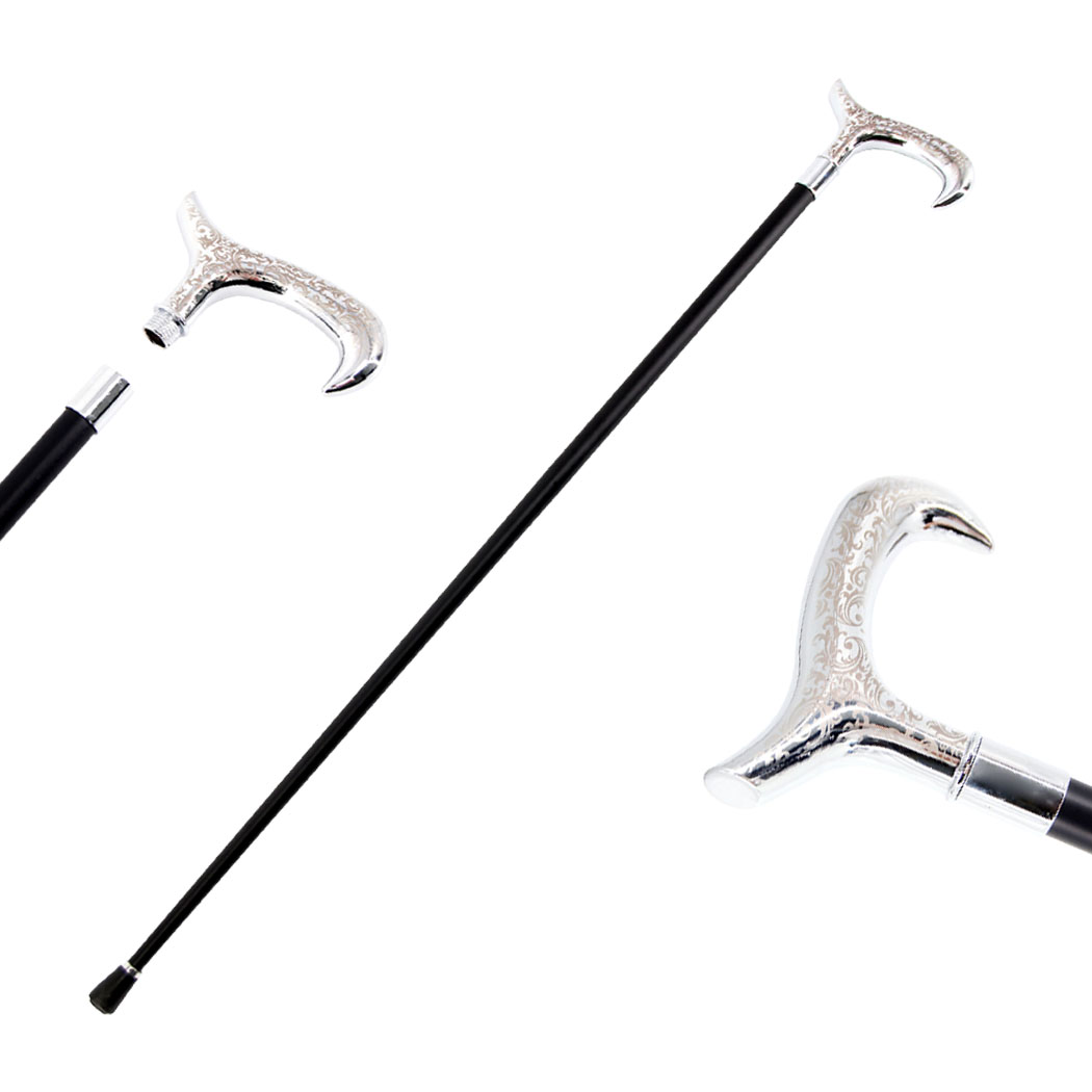 Picture of Defender 14292 37 in. Strong Iron Pipe Walking Stick Cane with Orange Flower Pattern Handle Grip