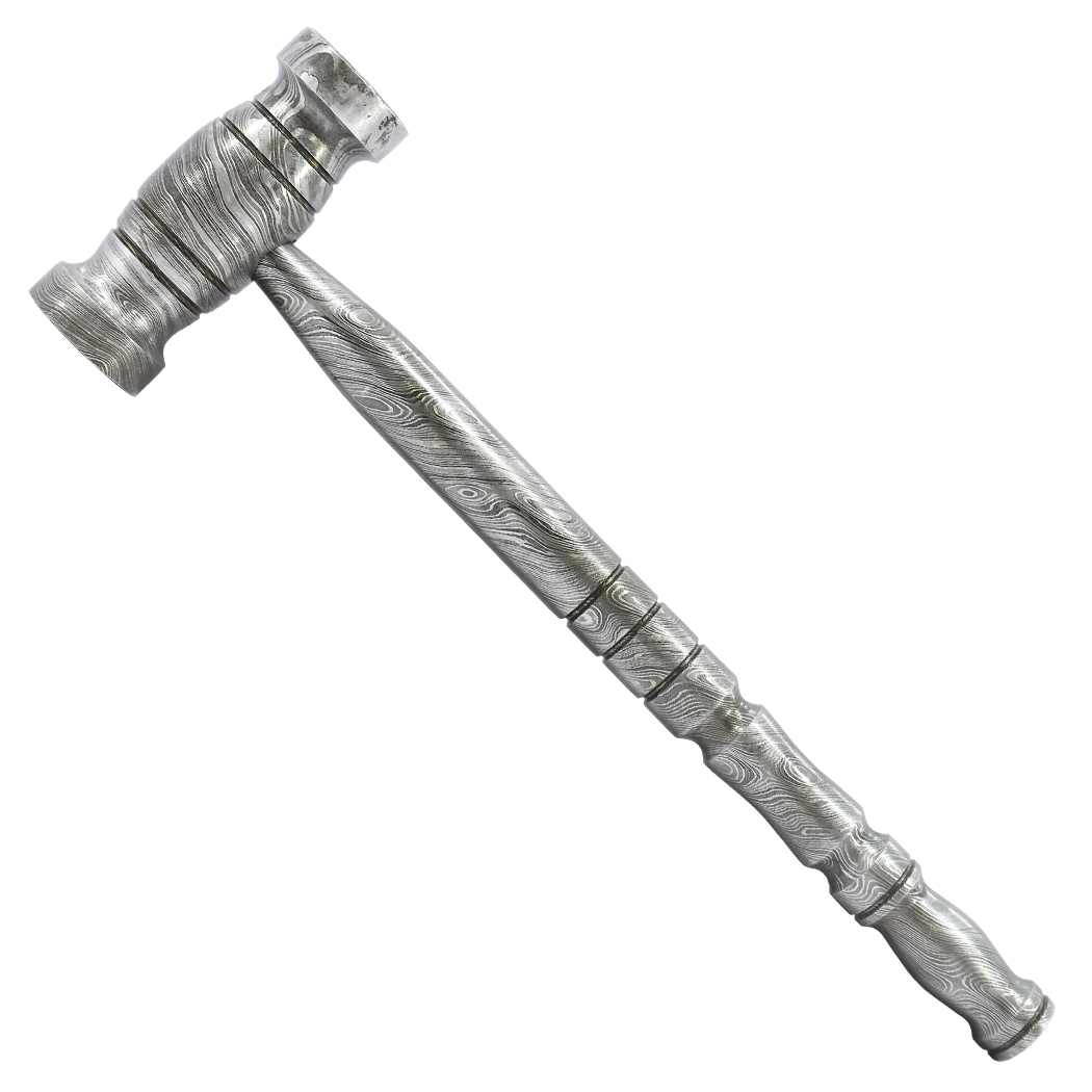 14339 9 in. Hand Made Soft Grip Handle Damascus Steel Hammer