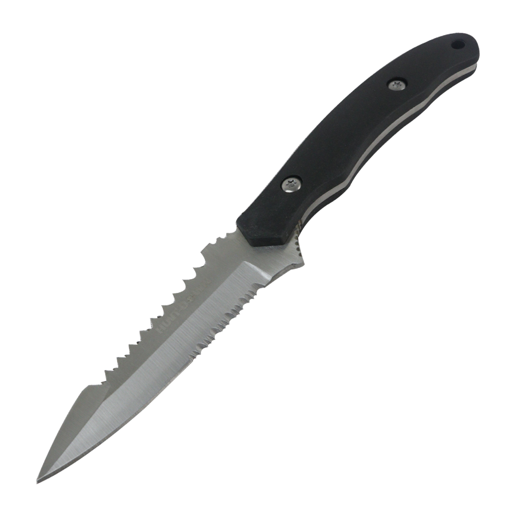 13487 6.5 in. Thin Style Full Tang Stainless Steel Hunting Knife - Silver & Black