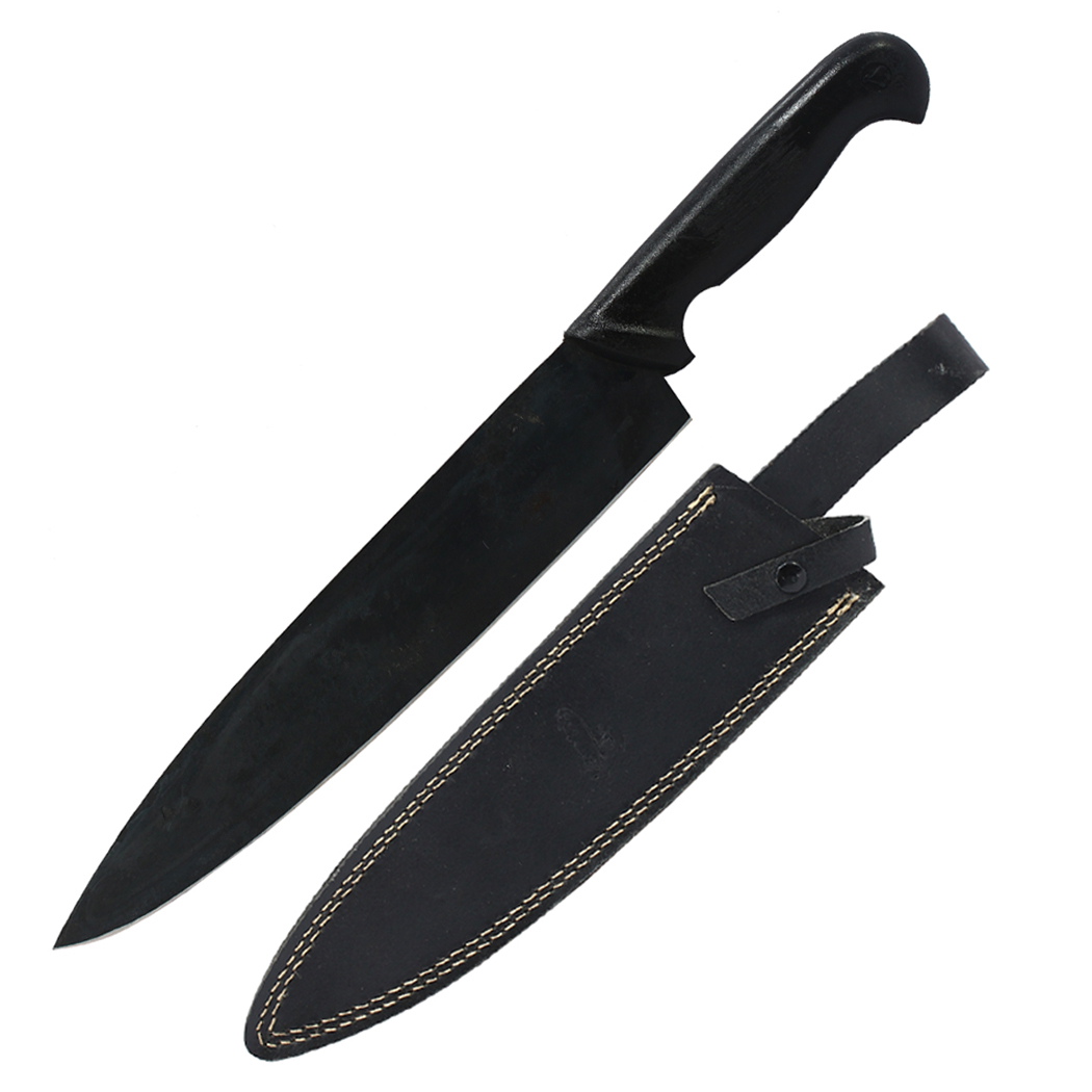 14376 17 in. Plastic Mold Handle Hunting Knife with Sheath - Black